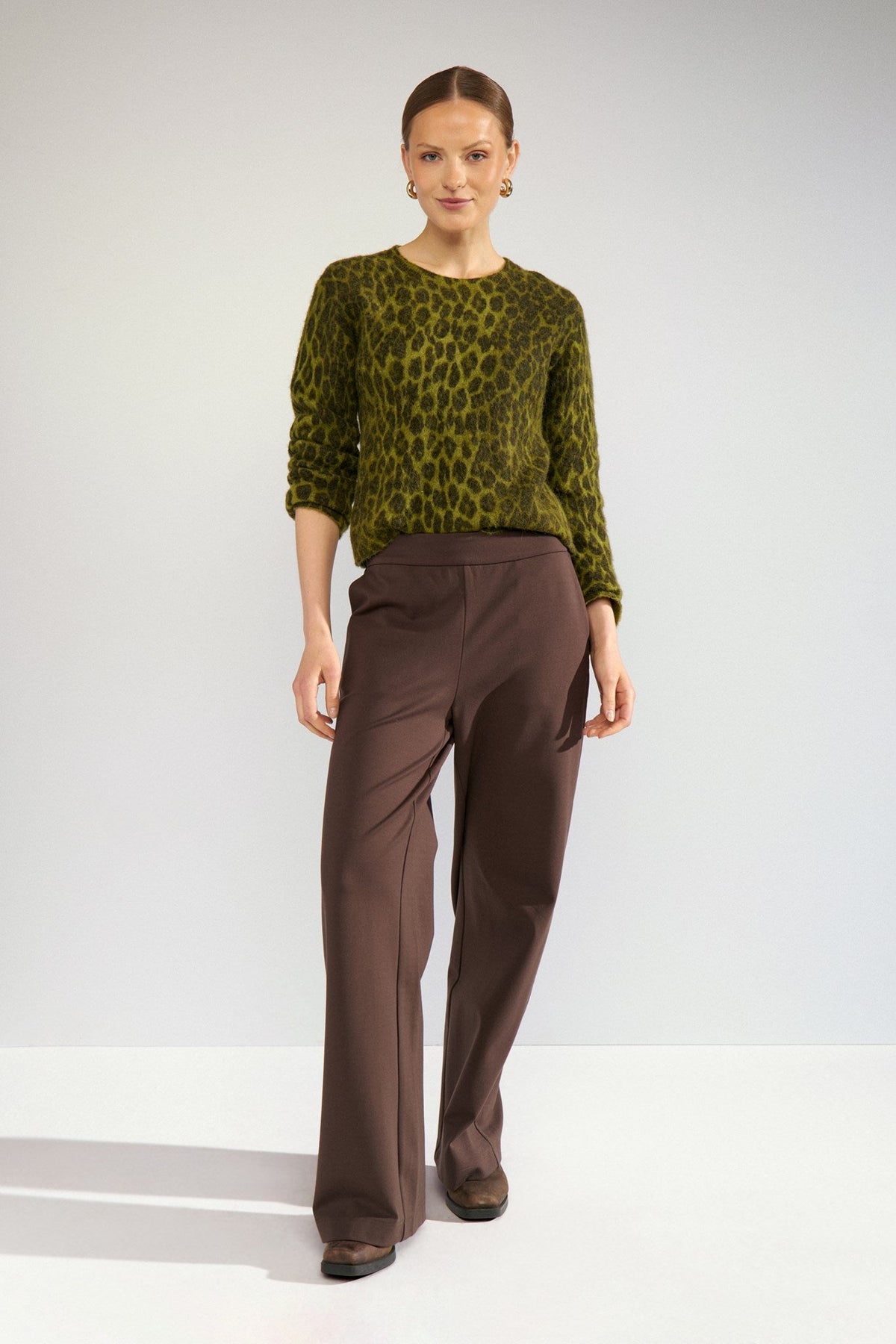 Jersey de punto de mujer con estampado de leopardo