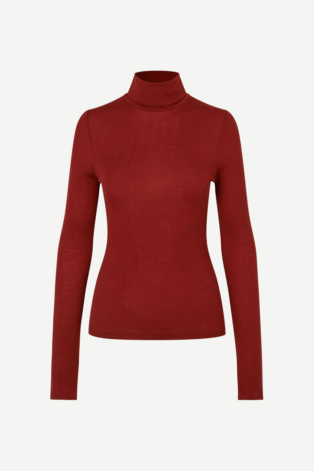Jersey de cuello alto rojo de canalé
