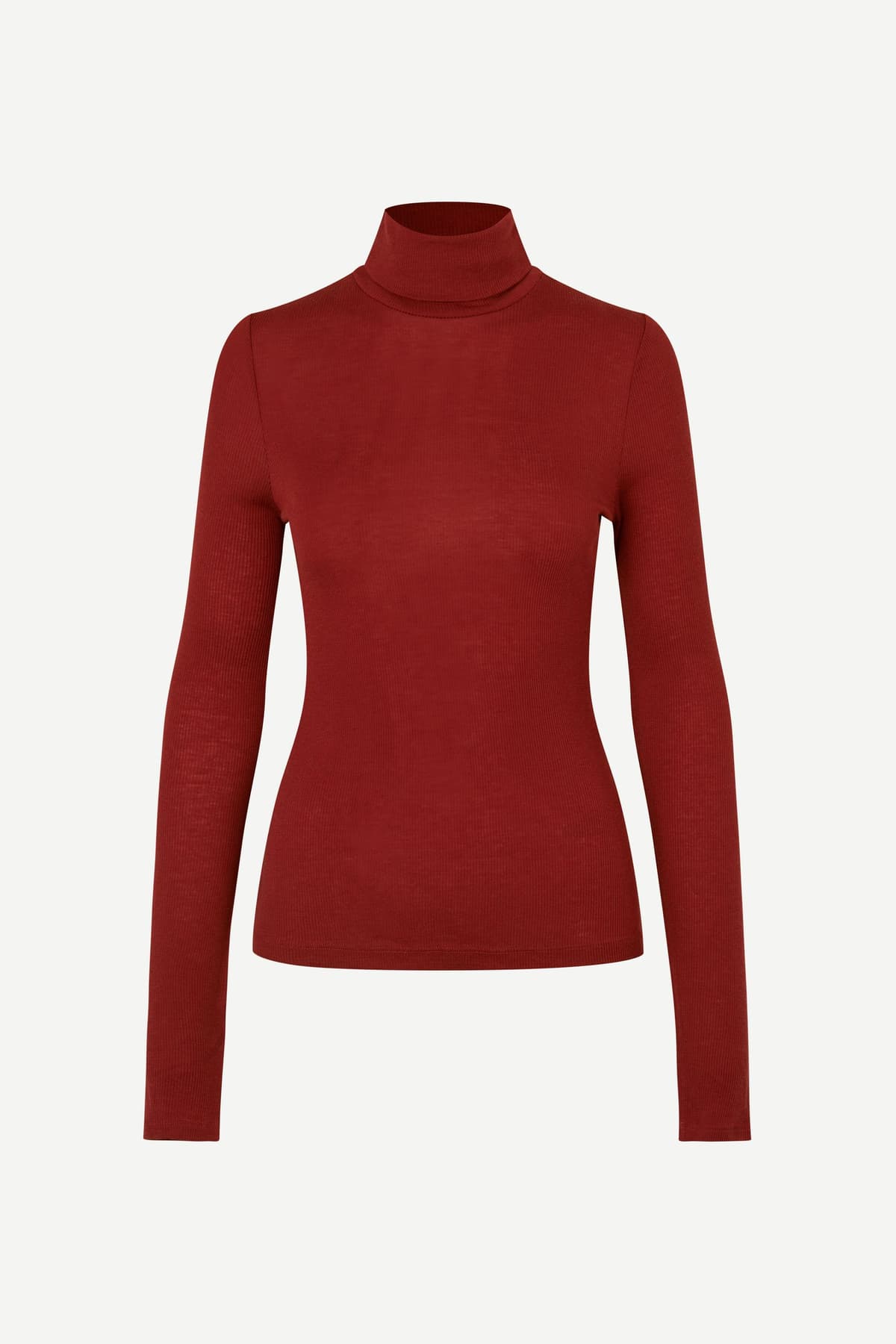 Jersey de cuello alto rojo de canalé