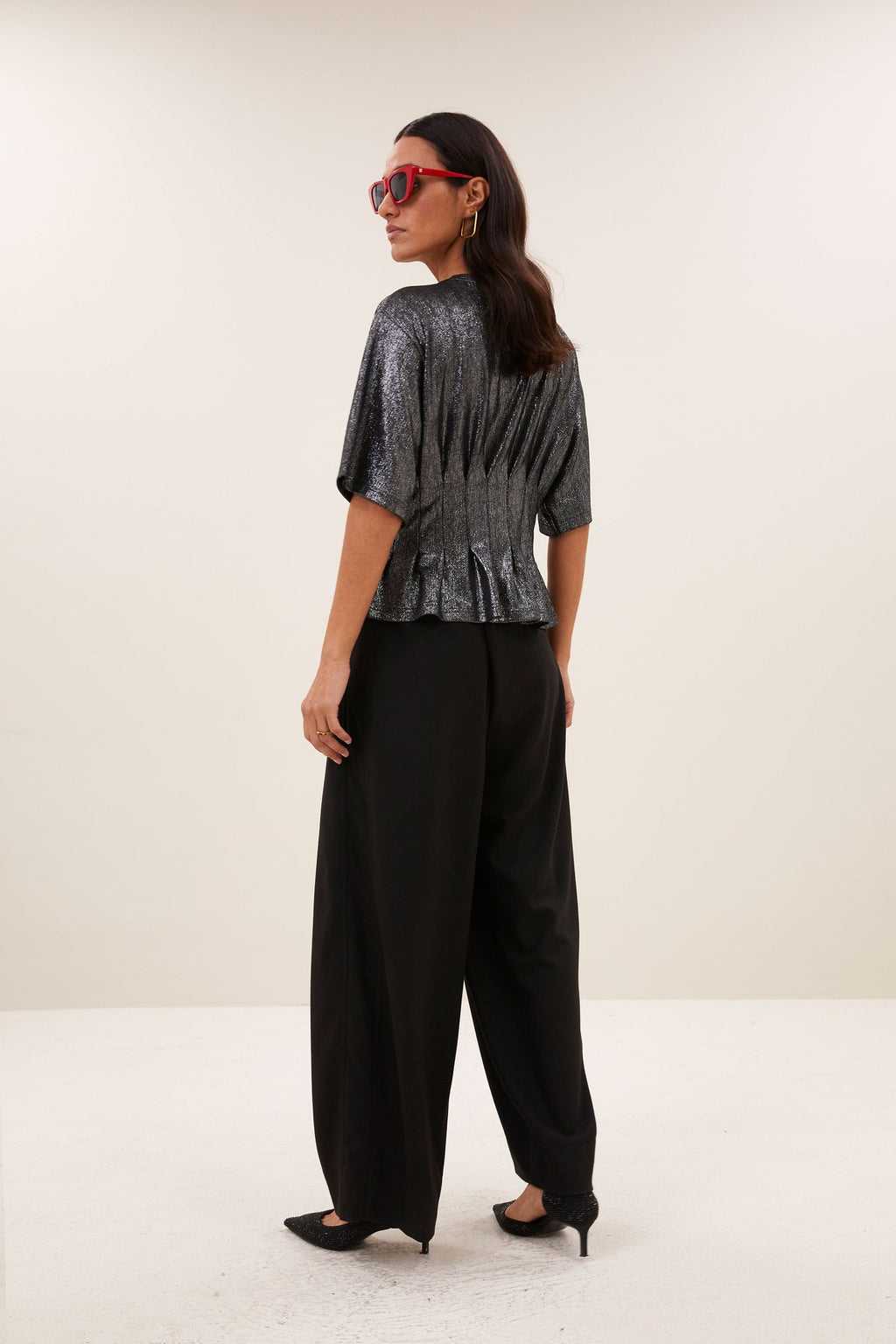 Pantalones tipo barrel de mujer negros