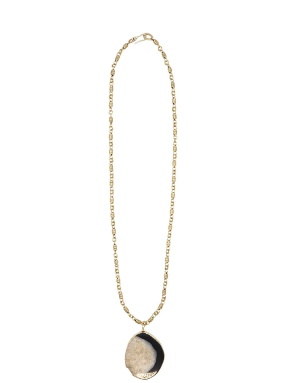 collar largo dorado con colgante de piedra