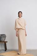 Vestido largo beige de punto