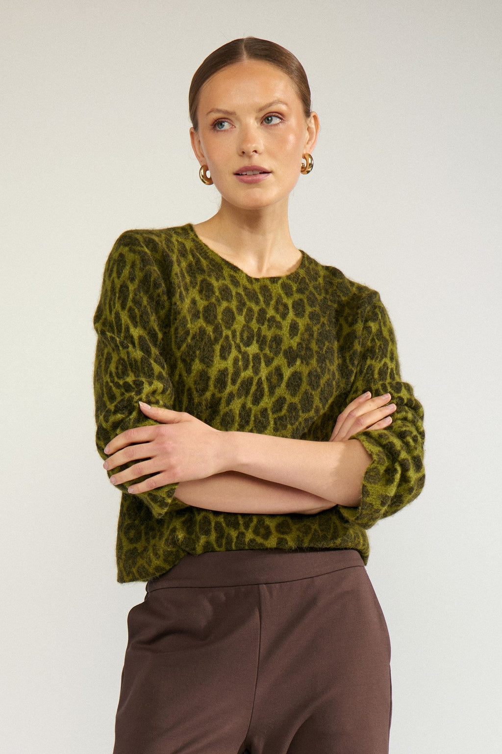 Jersey de punto de mujer con estampado de leopardo