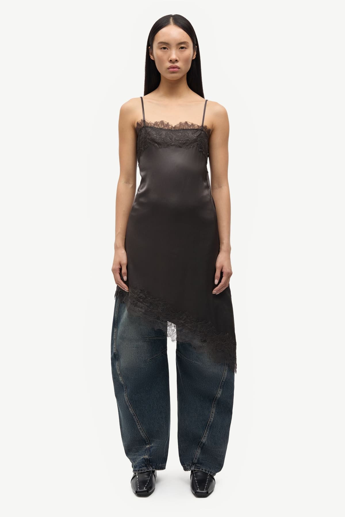 Vestido lencero gris oscuro