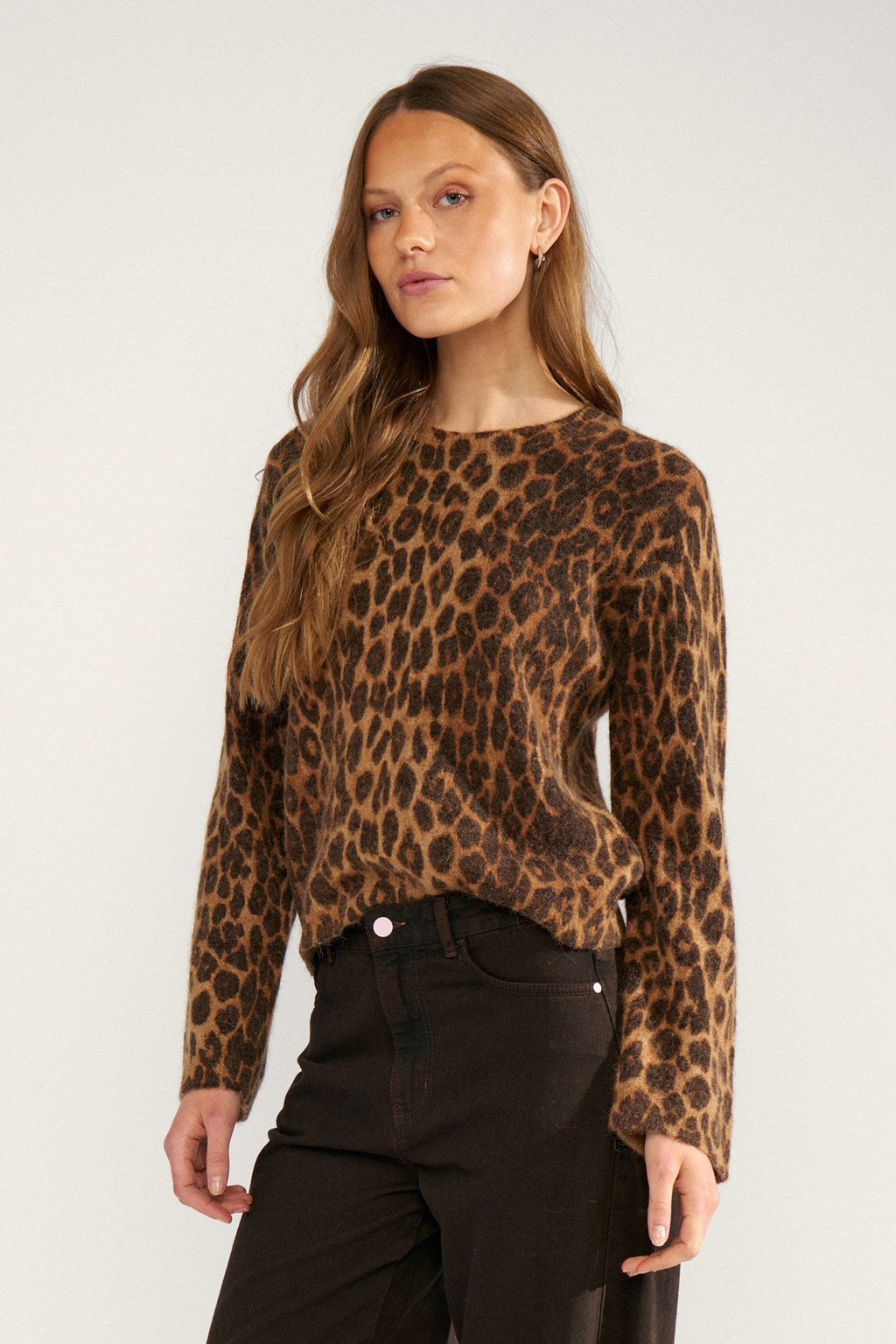 Jersey de punto de mujer con estampado de leopardo