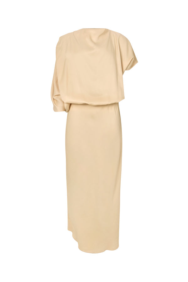 Vestido largo beige de punto