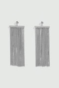 Pendientes largos de flecos en color plata