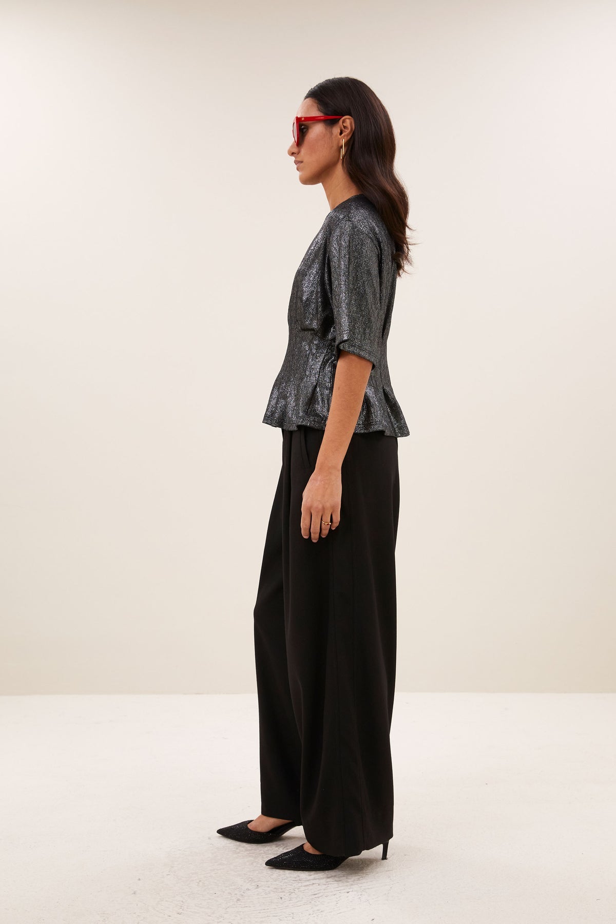 Pantalones tipo barrel de mujer negros
