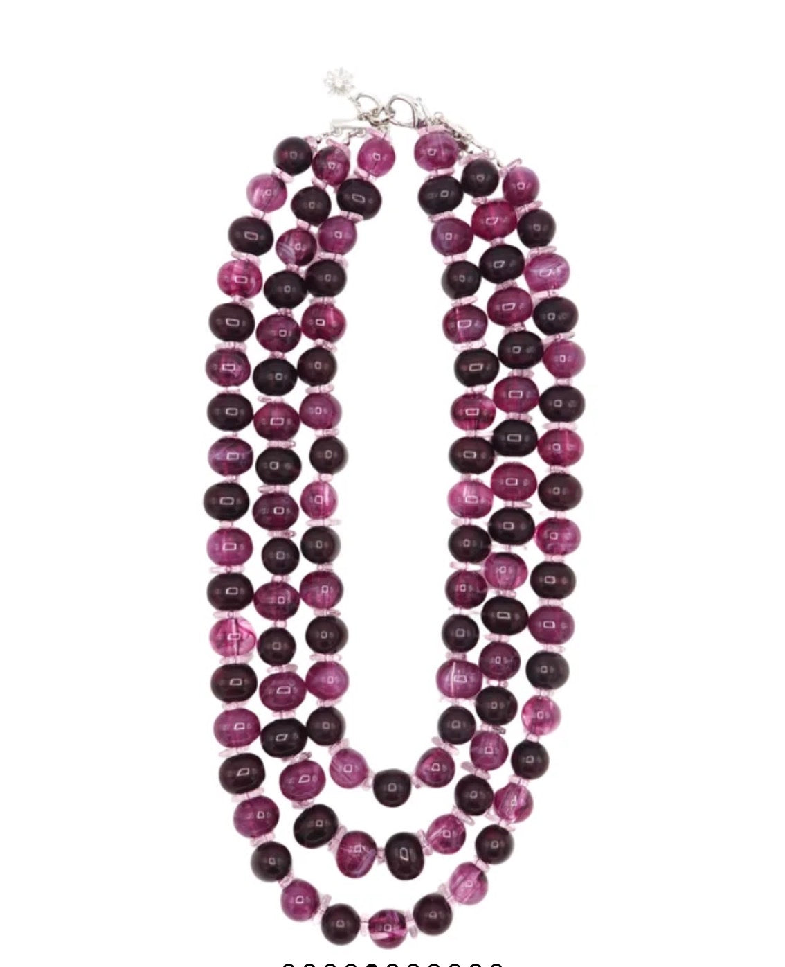 collar largo de cuentas granate y moradas