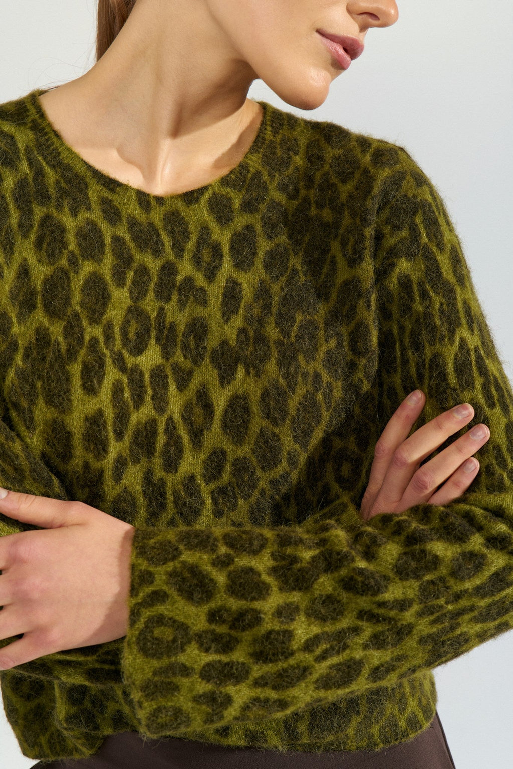 Jersey de punto de mujer con estampado de leopardo