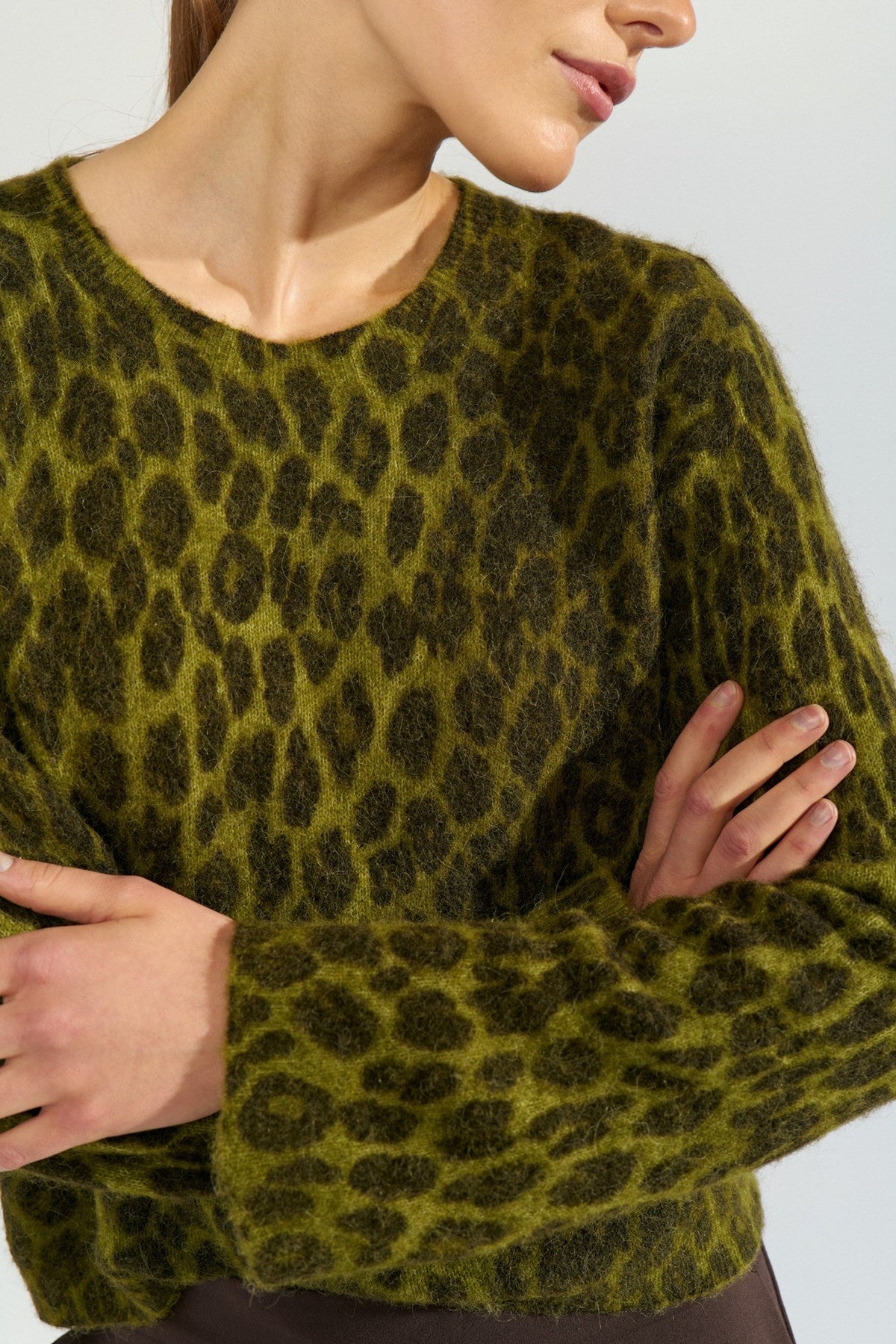 Jersey de punto de mujer con estampado de leopardo