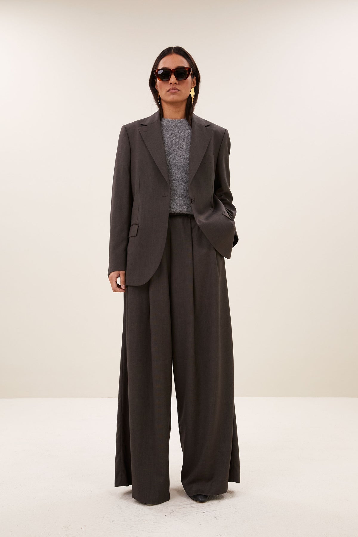 Blazer de sastre mujer marron