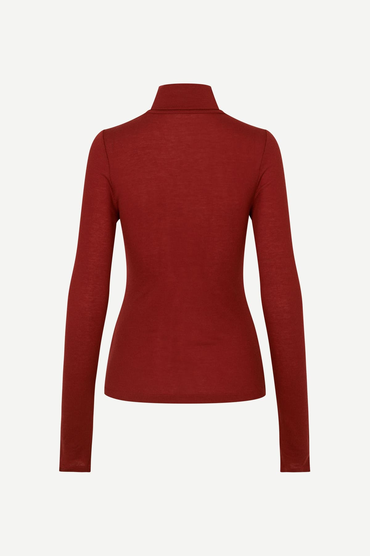 Jersey de cuello alto rojo de canalé