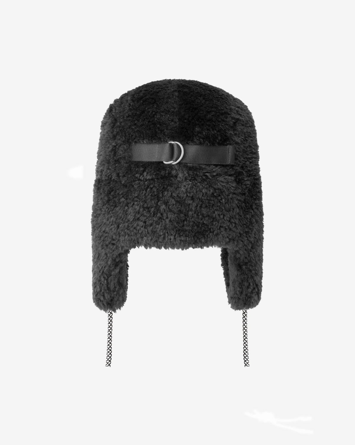 Gorro de pelo unisex negro con orejeras