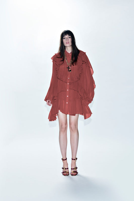Vestido corto volantes