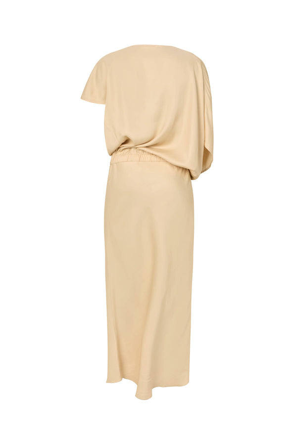Vestido largo beige de punto