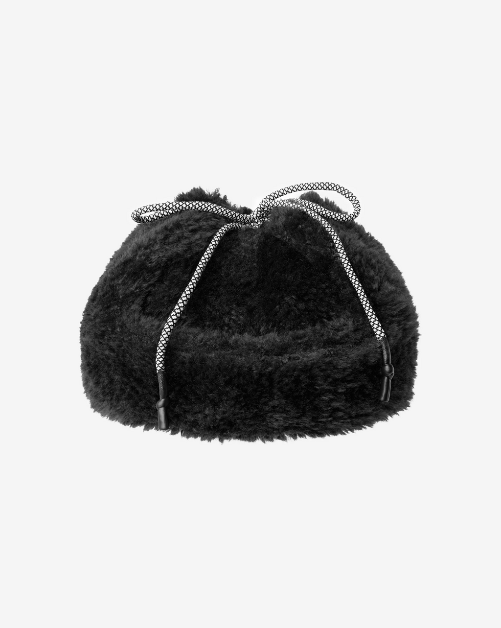 Gorro de pelo unisex negro con orejeras
