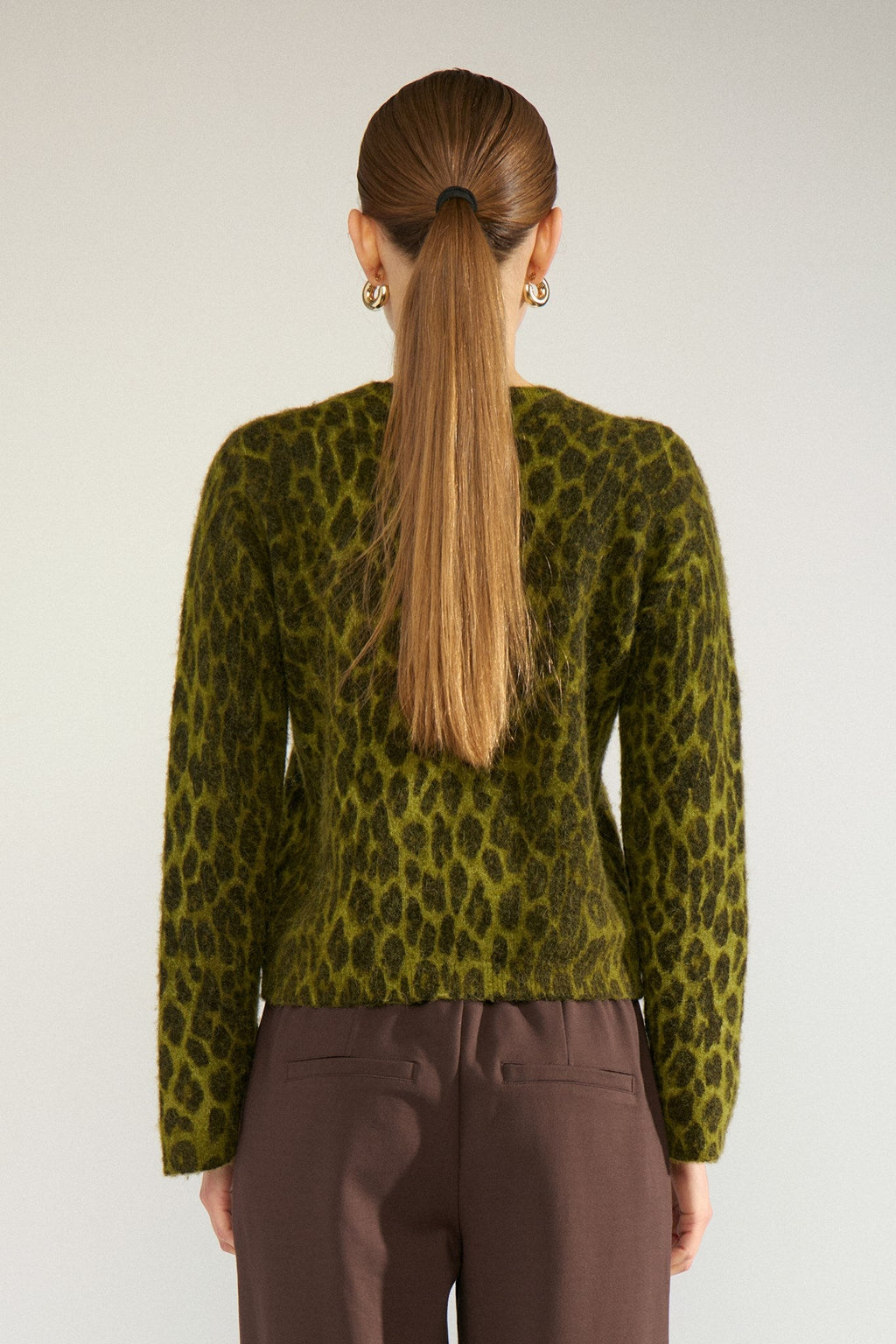 Jersey de punto de mujer con estampado de leopardo