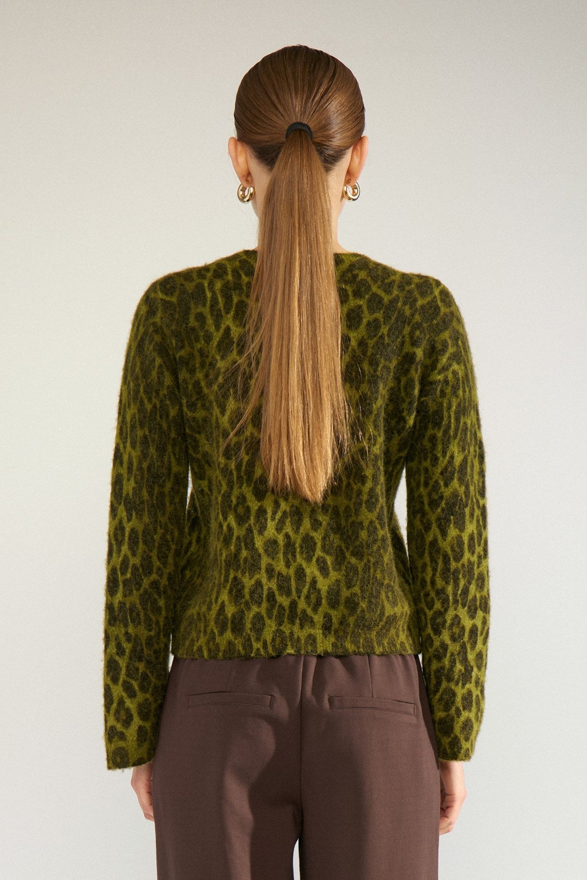 Jersey de punto de mujer con estampado de leopardo