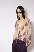 Cárdigan de punto estampado en beige y malva  tie-dye