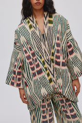 Kimono acochado con estampado  ikat