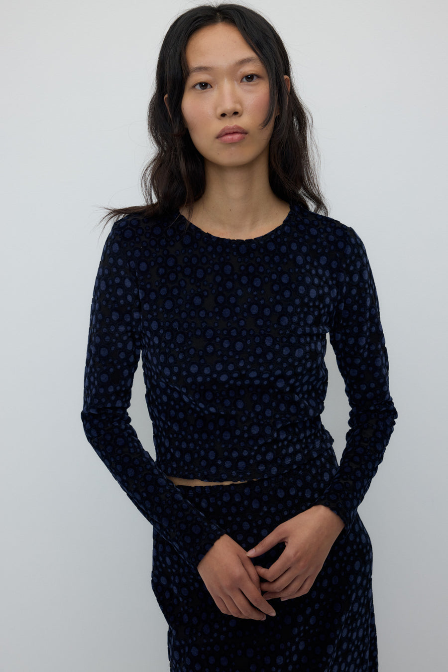 Top mujer de terciopelo estampado