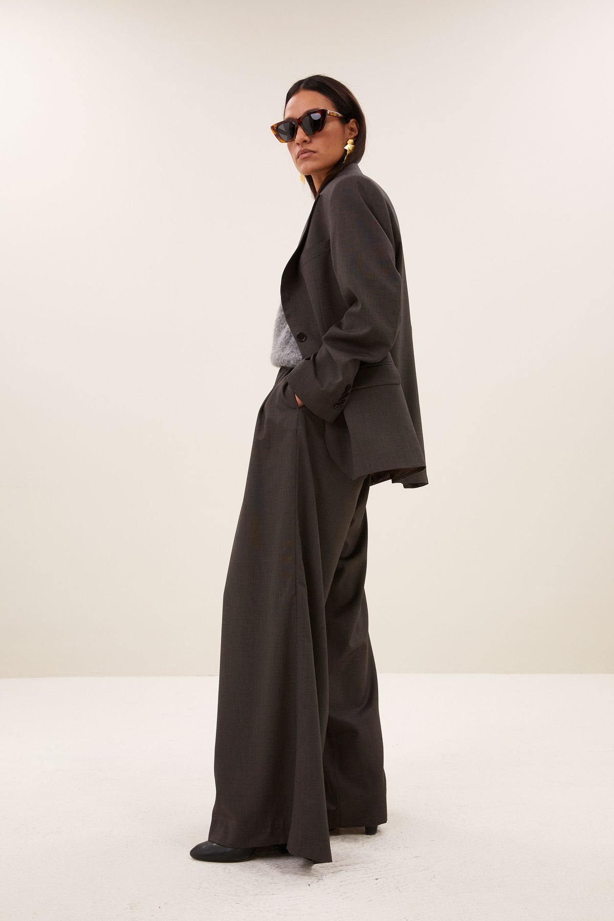 Blazer de sastre mujer marron