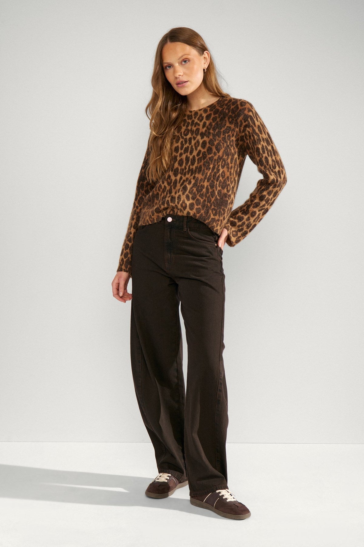 Jersey de punto de mujer con estampado de leopardo