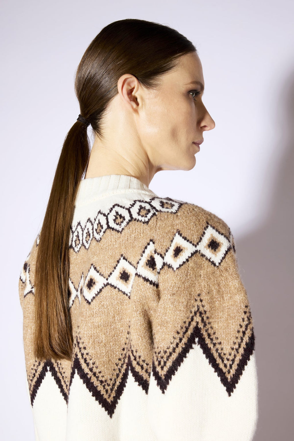 Jersey de punto crudo con estampado geométrico