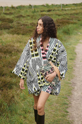 Kimono acochado con estampado  ikat