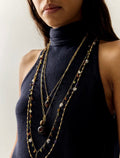 collar largo de doble cadena con piedras naturales multicolor
