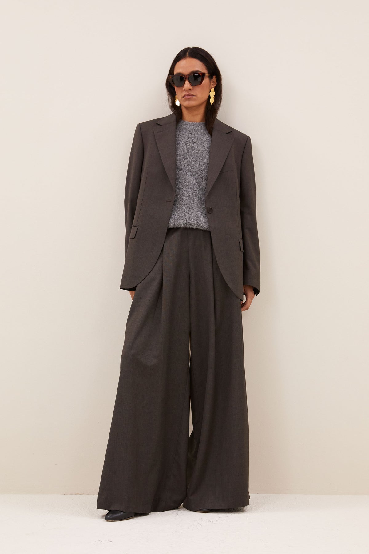 Blazer de sastre mujer marron