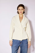 Chaqueta mujer de cachmere con solapa crudo