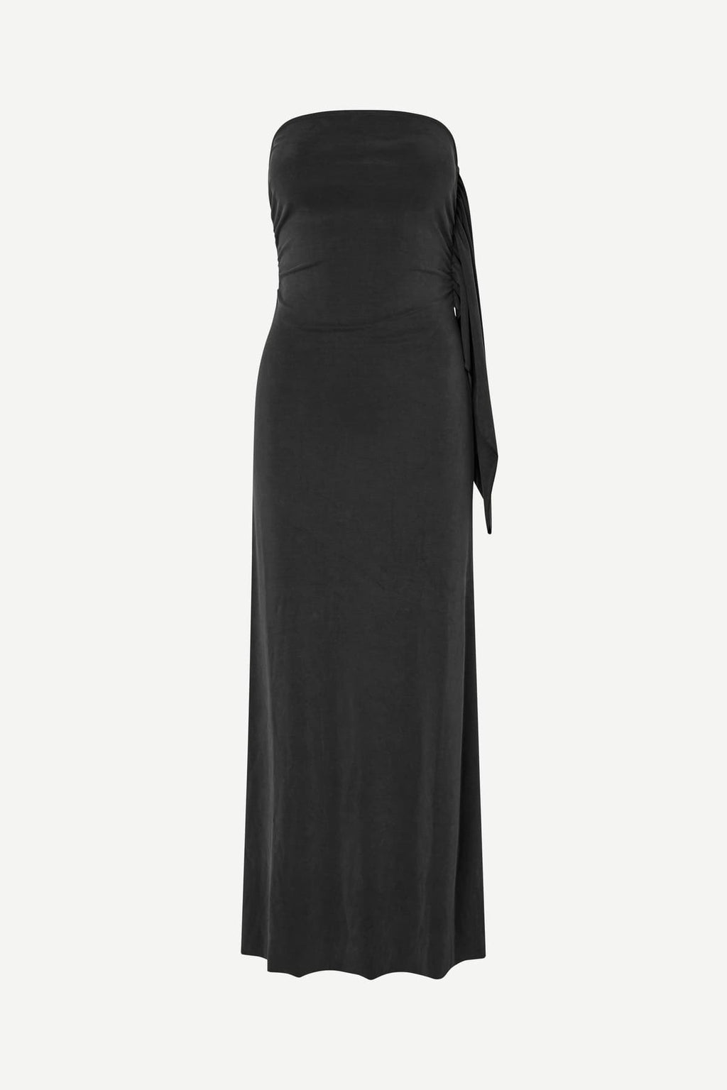 Vestido largo gris antracita asimétrico drapeado