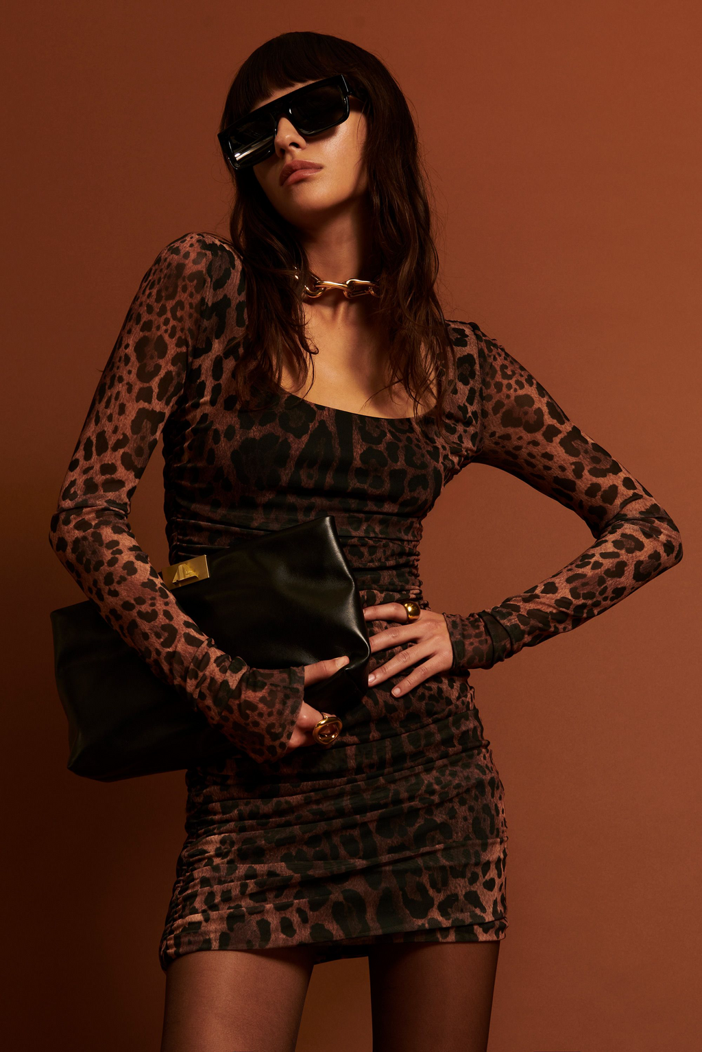Vestido corto de tul con estampado animal   lulu ANIYEBY
