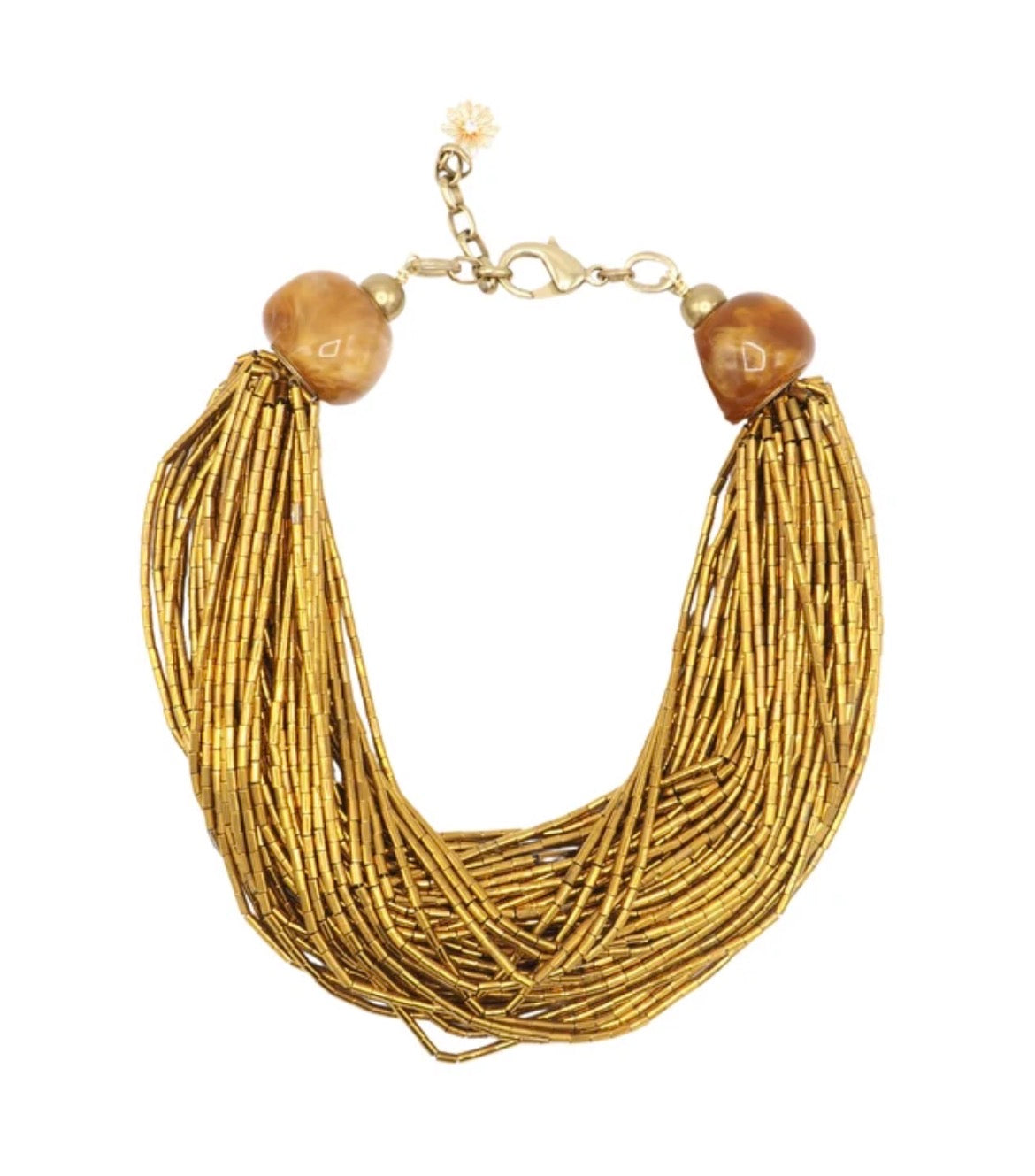 collar corto de tiras de cristal y ambar