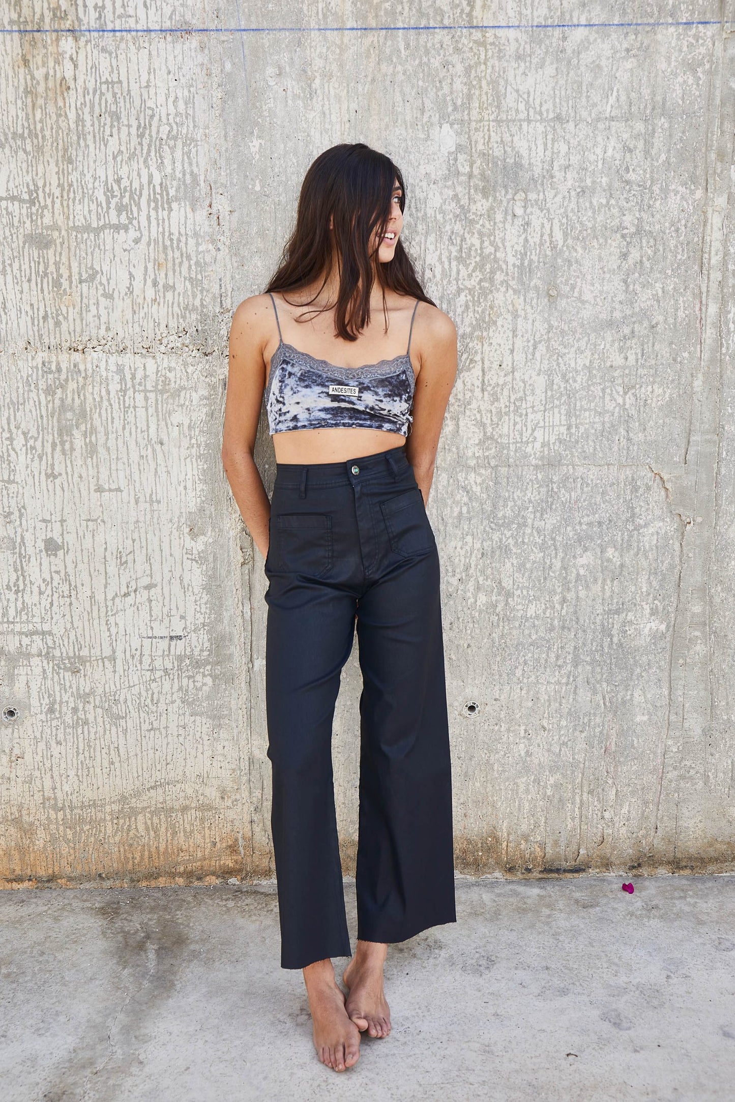 pantalon culotte coated