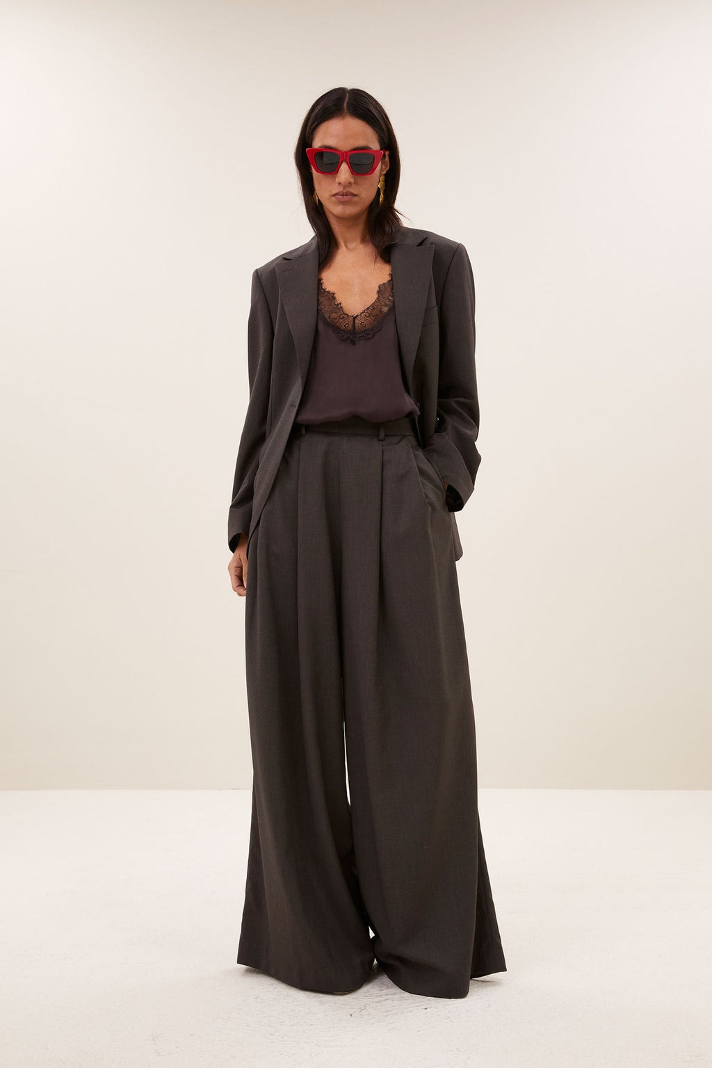 Blazer de sastre mujer marron