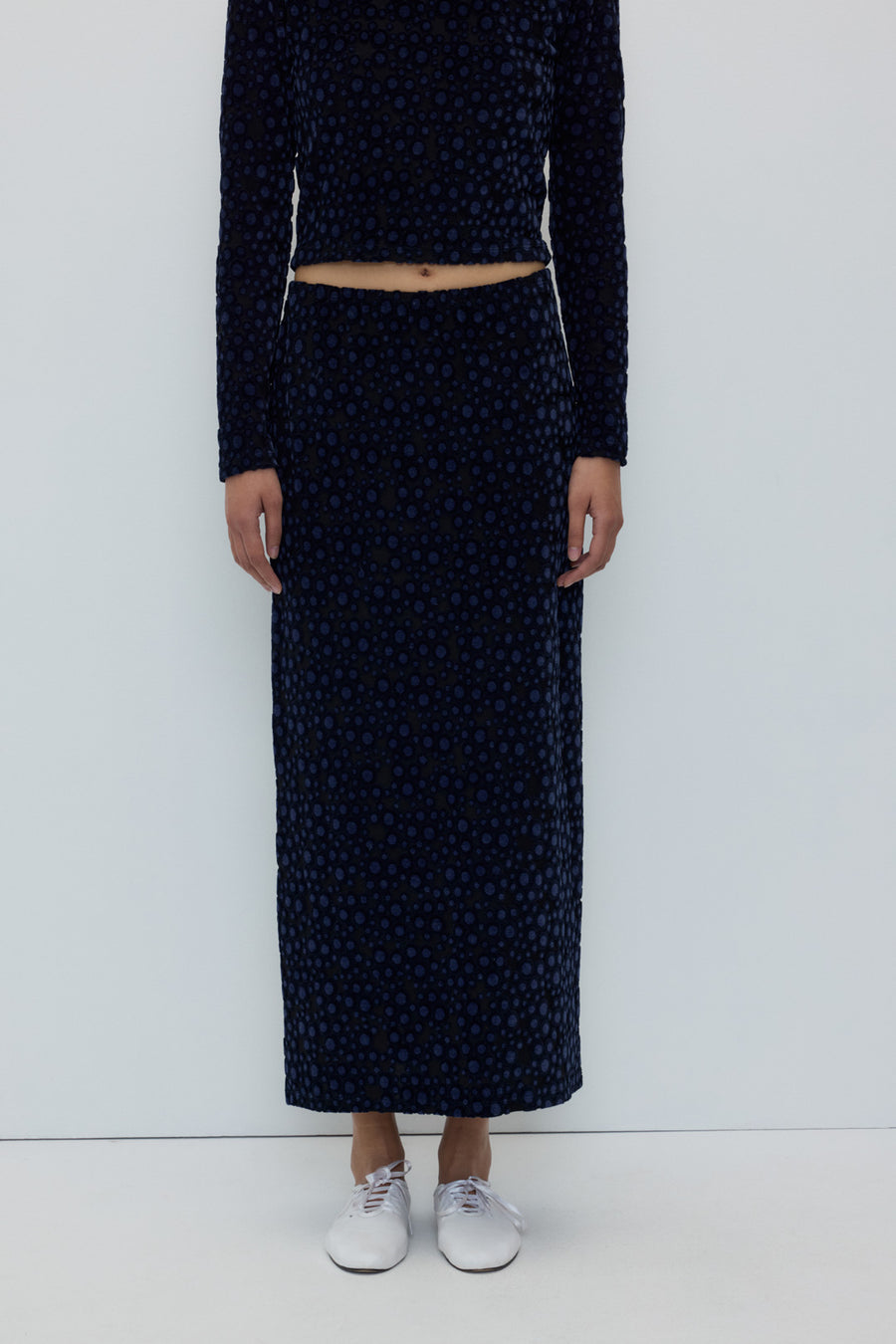 falda midi de terciopelo estampado RITA ROW