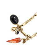 Collar dorado largo con charms y piedras