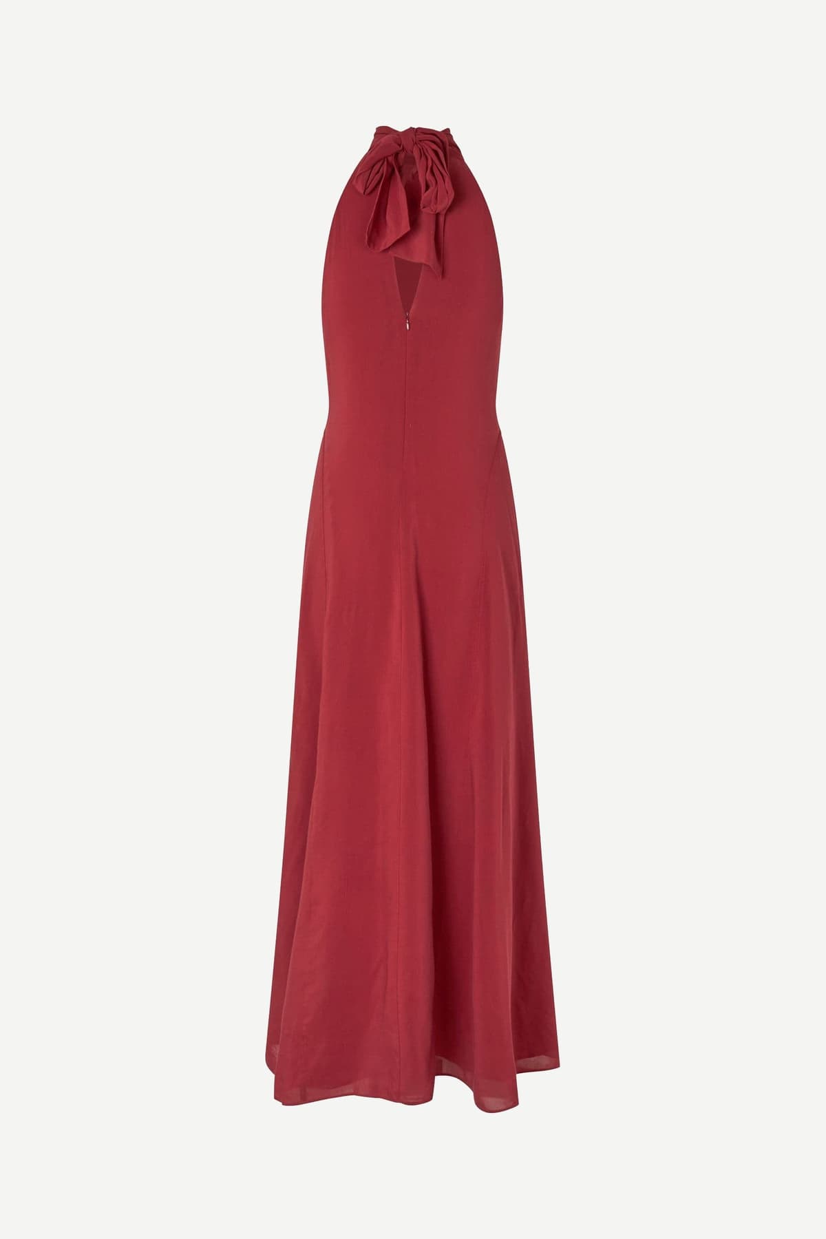 vestido largo rojo con lazo