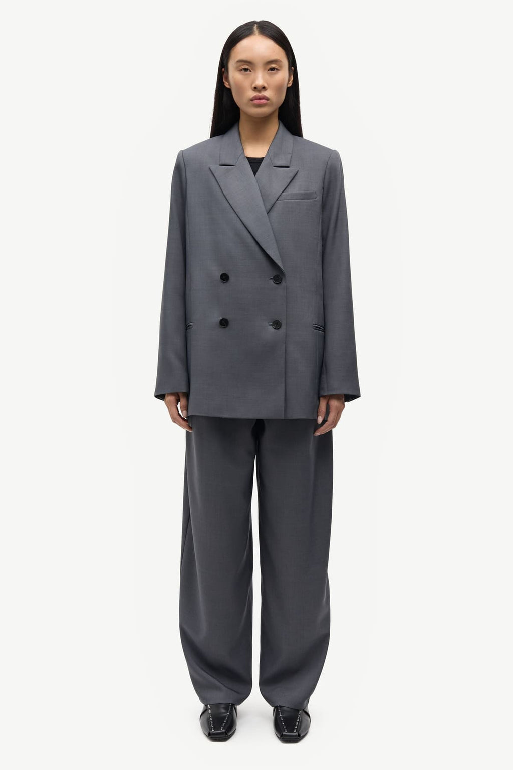 Blazer de mujer cruzada gris