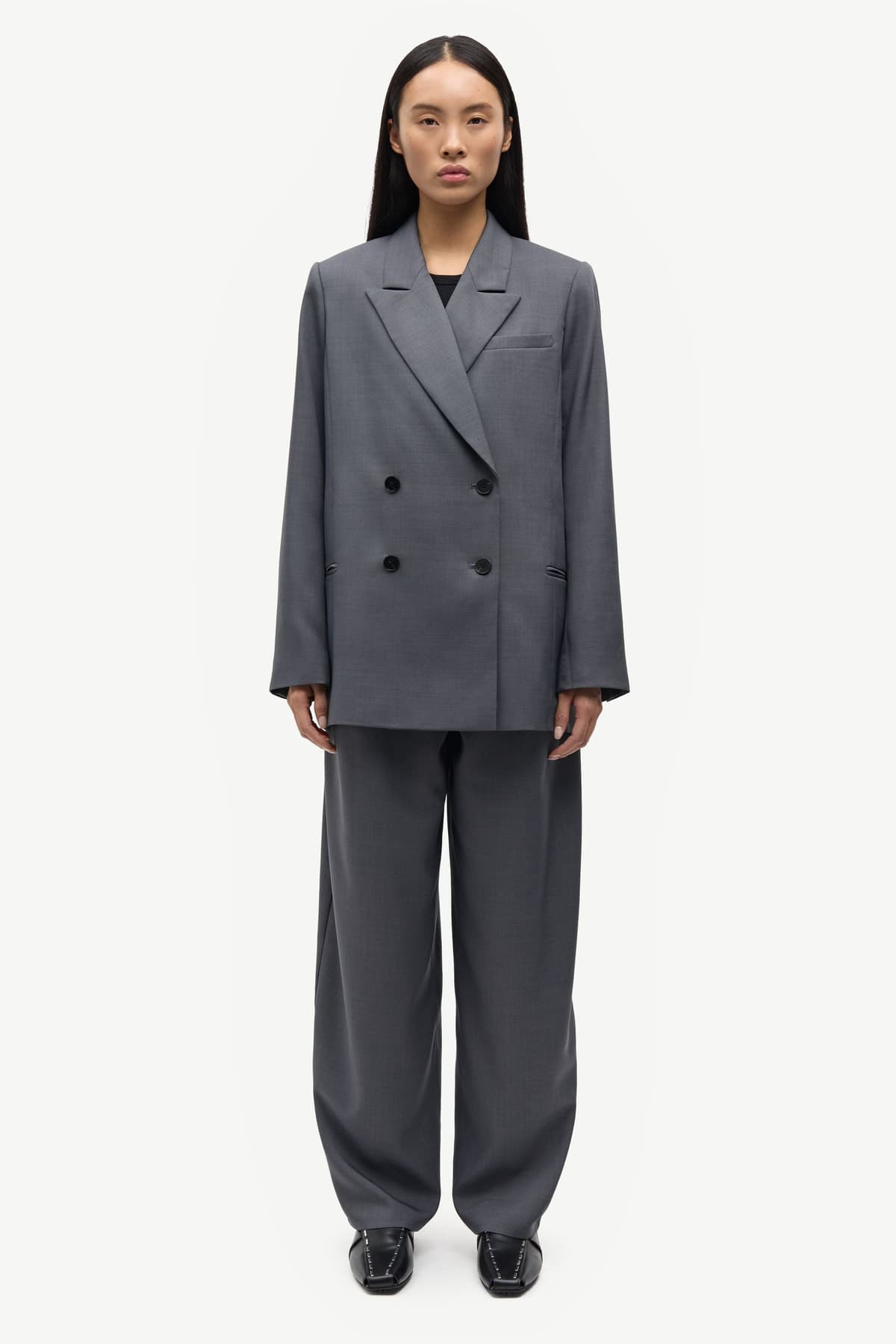 Blazer de mujer cruzada gris