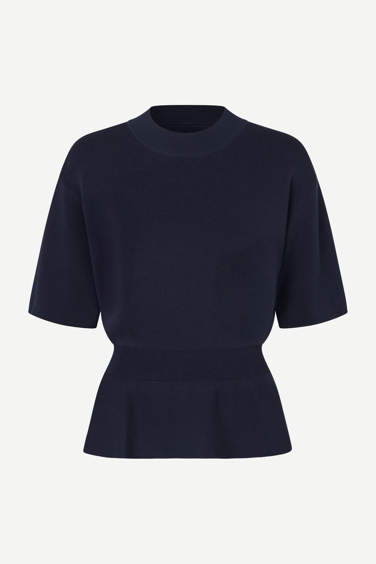 blusa de punto azul marino de manga corta