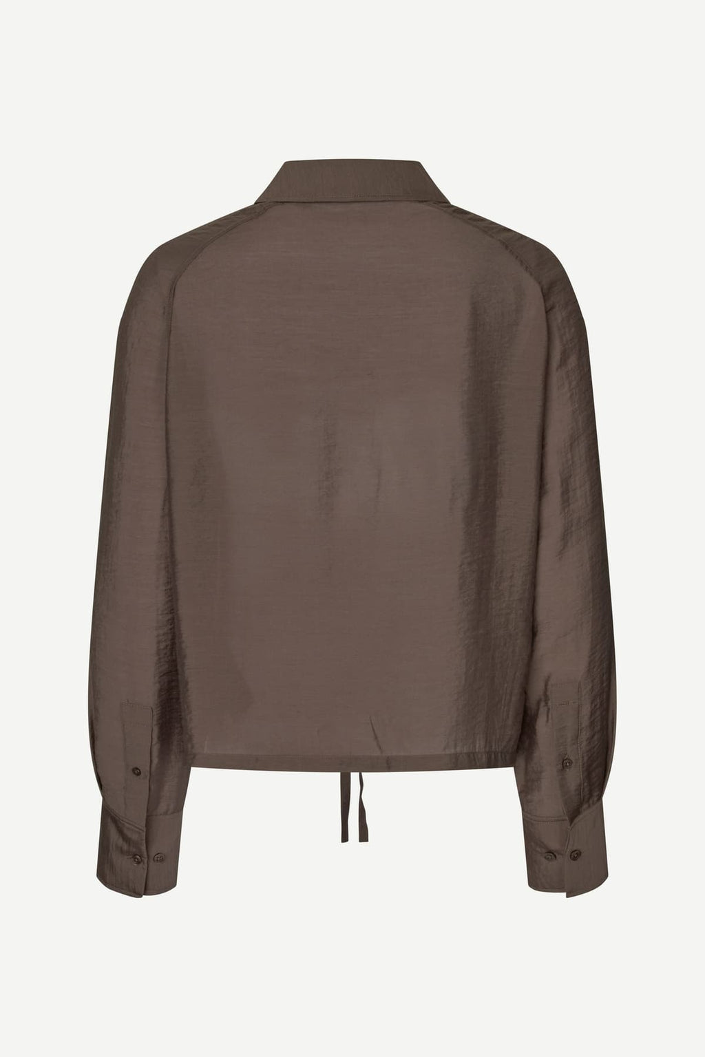 Camisa mujer marron con cordon en el bajo
