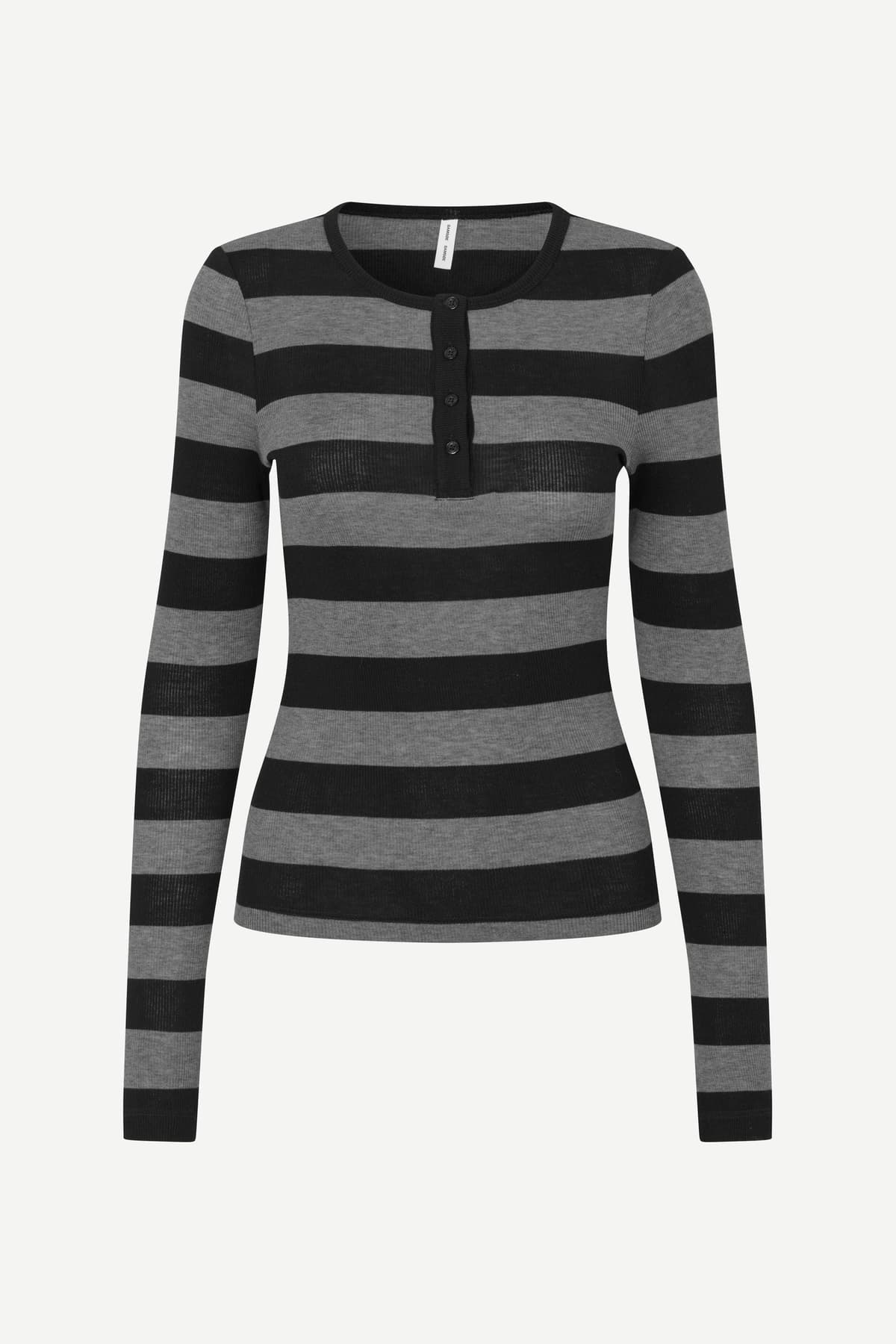 Jersey de punto de rayas gris y negro