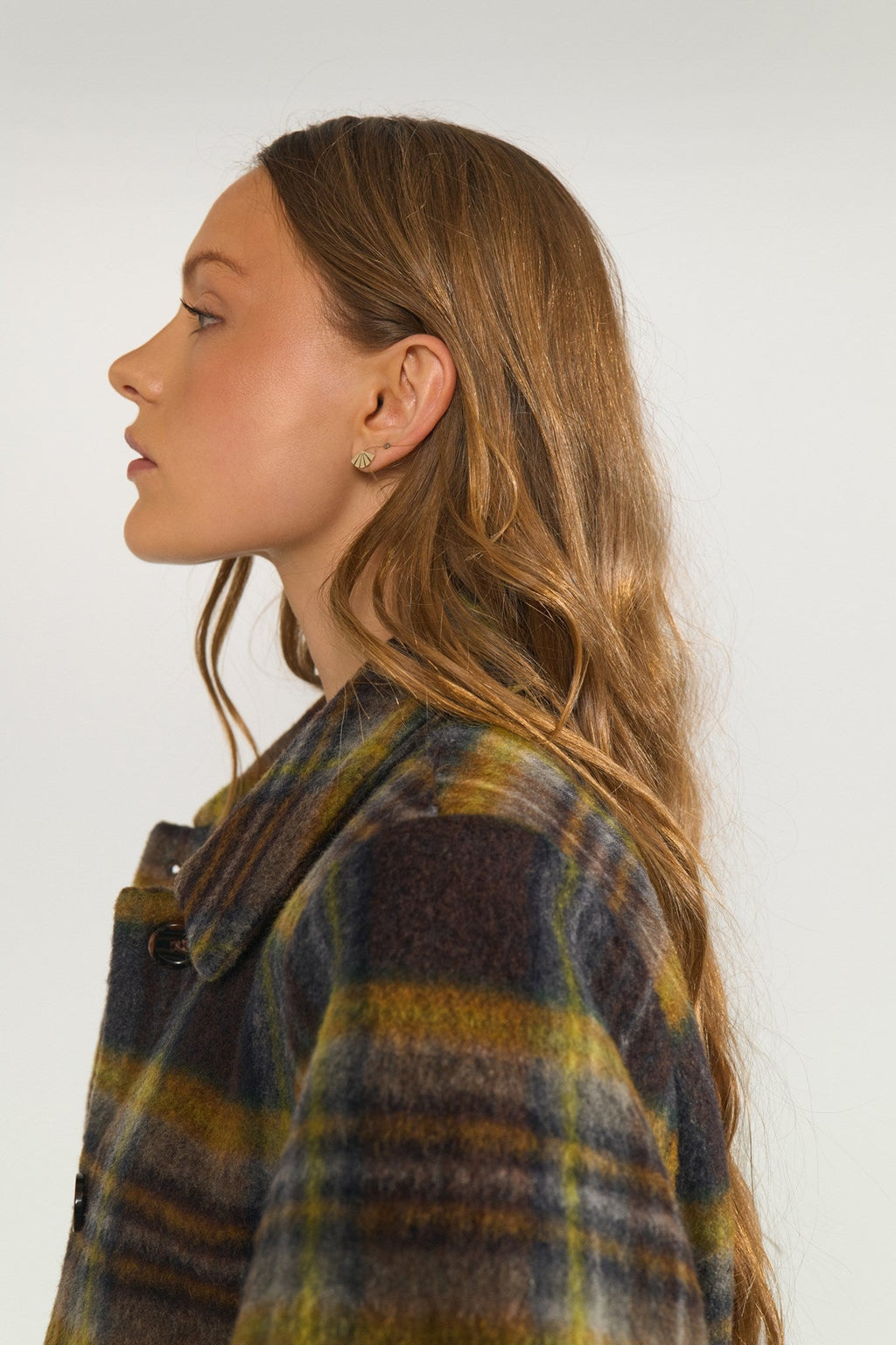 Chaqueta de mujer corta de cuadros estilo casual