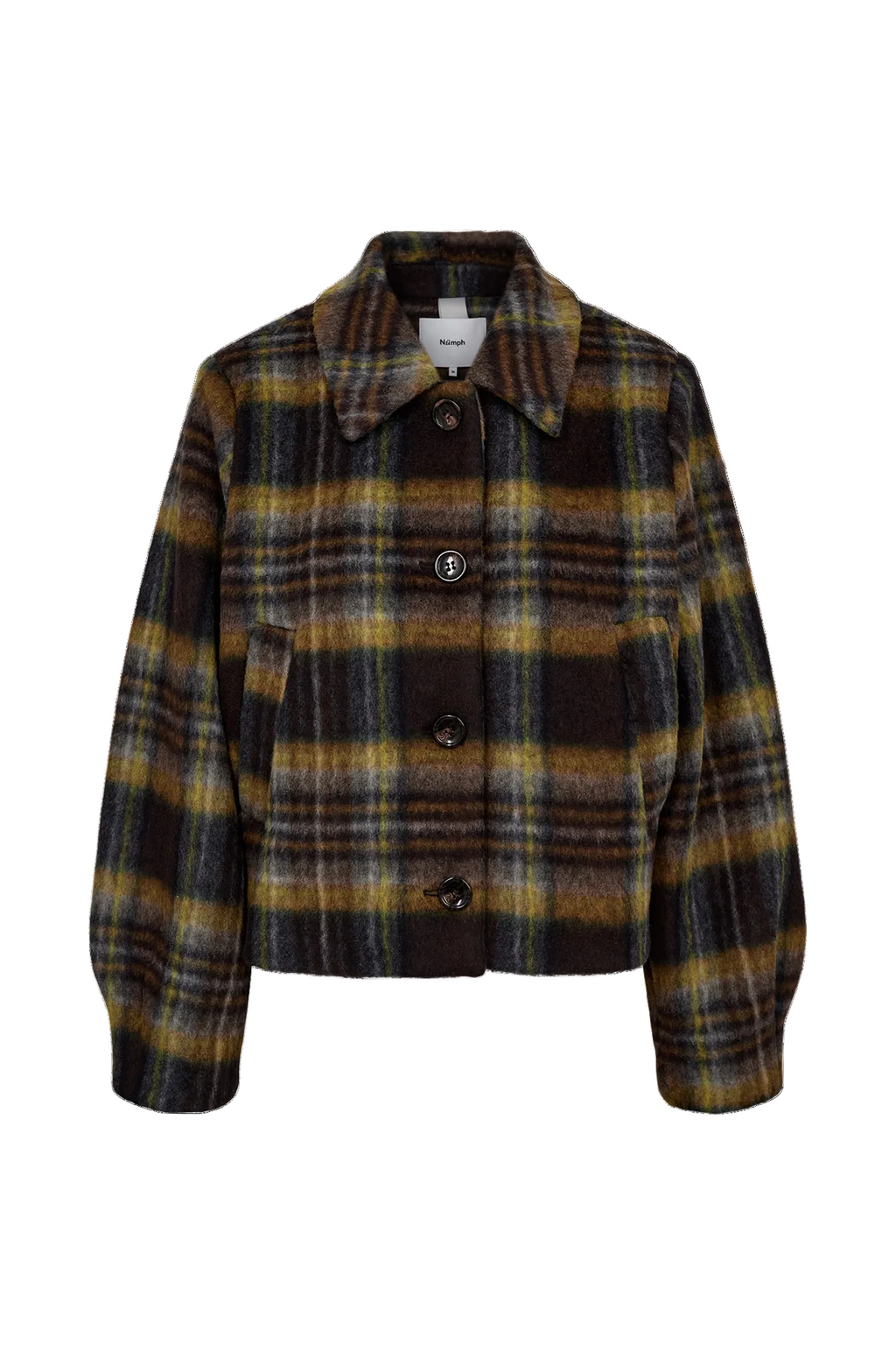 Chaqueta de mujer corta de cuadros estilo casual