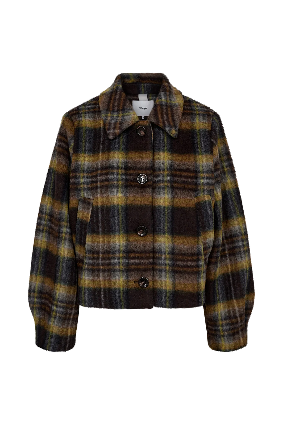 Chaqueta de mujer corta de cuadros estilo casual