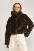 Chaqueta de mujer de pelo efecto leopardo